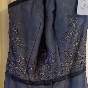 Floor length dark blue formal dress